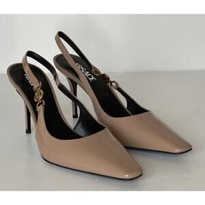 Versace Sling Back Leather Pump Shoes Blush 11 US (41 Eu) 1012428 IT NIB $875